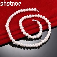 SHSTONE 925 Sterling Silver Natural Freshwater Pearls 16-20 Inch String Chain Necklace For Women Wedding Party Fashion Jewelry