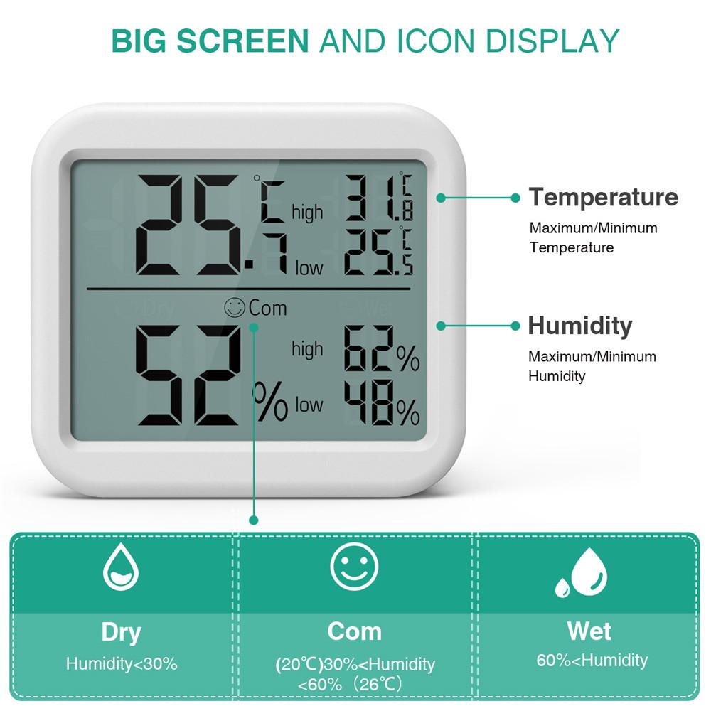 Thermometer Humidity Monitor Home Indoor and Outdoor for Warehouse Brown LCD Screen Office ORIA Digital Hygrometer Thermometer Battery Not Included Temperature Humidity Gauge Meter 