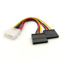 QOY7719 20ซม. SATA สายต่อ PSU สายไฟขั้วต่อตะกั่ว ตัวแปลง 4ขา Molex IDE ถึง2 Serial ATA สายอะแดปเตอร์ SATA สายไฟ SATA ฮาร์ดไดร์เวอร์สายไฟ สายไฟต่อ