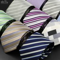 【cw】 Silk Tie 8.5 cm Striped Necktie Classic Ties Men Pink Business Wedding Woven Neck ！