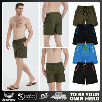 MADHERO กางเกงขาสั้นชายหาดฤดูร้อนผู้ชายว่ายน้ำแห้งเร็วซับในตาข่าย Taslan Plain Short Shorts For Men 5-inch inseam Sports shorts