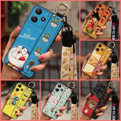 Soft case Anti-dust Phone Case For Redmi Note12R Shockproof Kickstand ring Cartoon Back Cover Lanyard Wrist Strap Cute