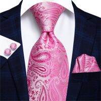 Hi-Tie New Fashion Business Pink Paisley 100 Silk Men 39;s Tie NeckTie 8.5cm Ties for Men Formal Luxury Wedding Quality Gravata