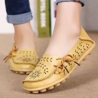 Womens Ballet Flats Genuine Leather Shoes Woman Slip On Loafers Flats Soft Oxford Shoes Casual Sapato Feminino Plus Size 44