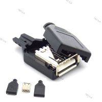 10pcs 3 in 1 Type A Female USB 2.0 Socket Connector 4 Pin Plug With Black Plastic Cover Solder Type DIY Connector YB21TH