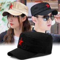 【Hot Sale】 Wholesale supply star same style five-pointed embroidery flat cap men and women outdoor sunshade hat simple Korean military