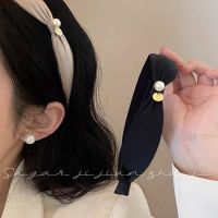 Vivienne Westwood High-end French new style light luxury pearl knotted satin headband elegant and fashionable outing press headband hairpin