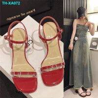 High-heeled sandals women summer 2023 new diamond a word dewy toe with French high-heeled shoes design feeling fine niche