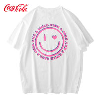 【New】Coca-Cola เสื้อยืดแขนสั้นผ้าฝ้ายฤดูร้อนหลวมคู่ครึ่งแขนอินเทรนด์ด้านบน