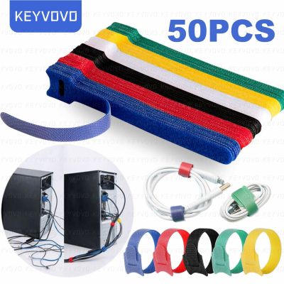 Releasable Cable Organizer Ties Colored Reusable Nylon Loop Wrap Zip Bundle T-type Wire Mouse Earphones Management Hoop Straps