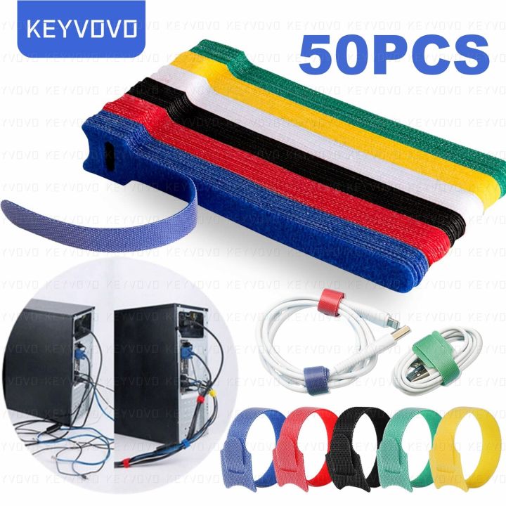 releasable-cable-organizer-ties-colored-reusable-nylon-loop-wrap-zip-bundle-t-type-wire-mouse-earphones-management-hoop-straps