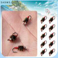 SADWSJ 10PCS ของใหม่ ตะขอสามชั้น เทียมเทียมเทียม เหยื่อสวิมแบต Caddis สีน้ำตาล เหยื่อตกปลาเทราท์ หนอนขนแกะ เหยื่อไบโอนิค