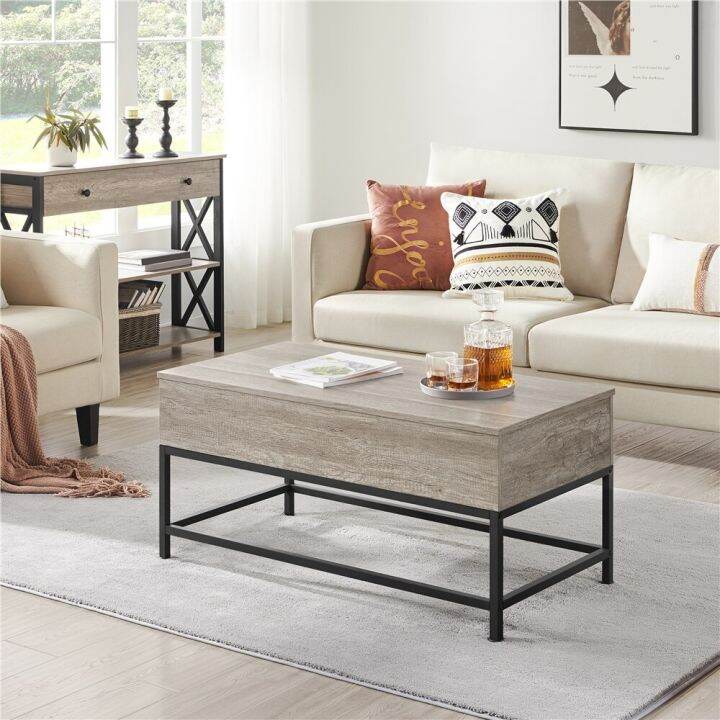 Wood And Metal Lift Top Coffee Table, Rustic Gray Living Room Furniture Tea Table Lazada PH