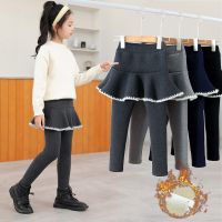 [COD] culottes fake two-piece autumn and winter models plus velvet thickened childrens all-in-one leggings baby trousers for outerwear