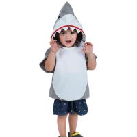 Eraspooky 1-6T Gray Shark Cosplay Hoodie Halloween Costume For Kids Toddler Christmas Fancy Dress Children Sharks Candy Bag