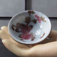 Vintage Small Antique Chinese Hand Painted Tea Cup flowers and butterflies