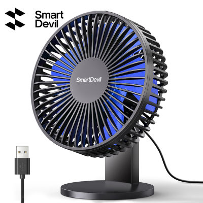 SmartDevil Small Desk Fan, USB Fan with Strong Airflow, 4 Speeds Portable Desktop Table Fan, Adjustment Personal Mini Fan, Quiet Operation, for Home Office Car Outdoor Travel (Black)