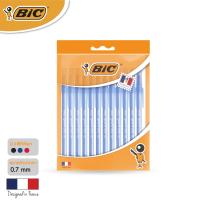 BIC บิ๊ก ปากกา Round Stic ปากกาลูกลื่น เเบบถอดปลอก หมึกน้ำเงิน หัวปากกา 0.7 mm. จำนวน 12 ด้าม