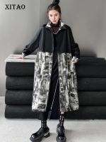 XITAO Coat PU Patchwork Full Sleeve Trench Coat