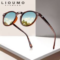 LIOUMO DESIGN Unisex Ultralight TR90 Polarized Sunglasses Men Women Driving Round Pink Shades Vintage Sun Glasses Gafas De Sol Cycling Sunglasses