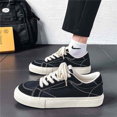 🏅 Black canvas shoes mens summer youth trend all-match classic low-top sneakers mens breathable sports casual shoes