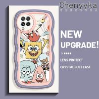 Chenyyka เคสปลอกสำหรับ Samsung กาแลคซี A22 4G A22 5G M22ต่างหูเงินหัวใจสีม่วงการ์ตูนดีไซน์ใหม่ขอบคลื่นนุ่มกันกระแทกแบบใสเคสมือถือเคสโปร่งใสลายกล้องถ่ายรูปเรียบง่ายอ่อนโยนป้องกัน