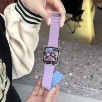 ☊☼ Luxury Candy Color Strap For iwatch Series 49mm 8 7 6 SE 5 4 3 Correa Silicone Strap For Apple Watch Band 41mm 45 38 42 40 44mm