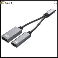 AIMEE เมาส์คีย์บอร์ด 2 in 1 ซิงค์ข้อมูล สาย USB Type C 60W PD ชาร์จเร็ว อะแดปเตอร์ OTG ตัวแปลง