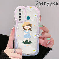 เคส Chenyyka สำหรับ Realme 5 5i 5S 5 Pro Narzo 20A Q เคสลายการ์ตูนในฤดูร้อนที่น่ารักเด็กผู้หญิงตัวเล็กโค้งเคสใสเนื้อครีมฝาครอบป้องกันเคสมือถือ