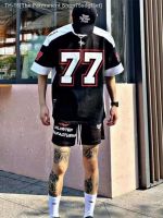 ▽✻ X TNF MDNS ice hockey suit American short-sleeved mens retro sports splicing rugby suit hip-hop basketball suit T-shirt