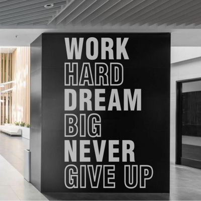 Work Hard Dream Big Never Give Up Office Wall Sticker Classroom Inspire Motivational Quote Success Team Wall Decal Vinyl Decor