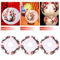 6 Pack 12Inch Flowers Paper Lantern White Round Chinese Japanese Paper Lamp for Home Wedding Party Decoration
