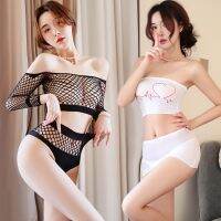 Erotic Lingerie Set Women Hot Sexy Fishnet Underwear Sex Porno Role Play Costumes Hollow Out Top Low-waisted Shorts Outfits