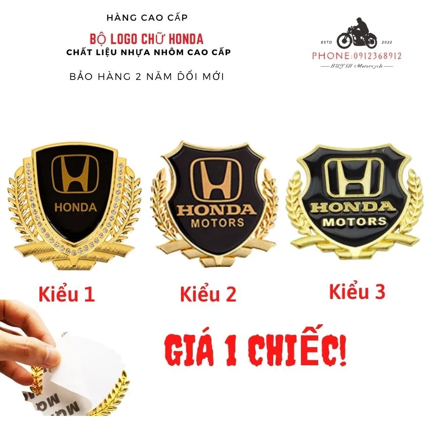 Logo Nhôm Honda Dán Xe Máy, OTO Cực Đẹp, logo honda dán mặt nạ xe ...