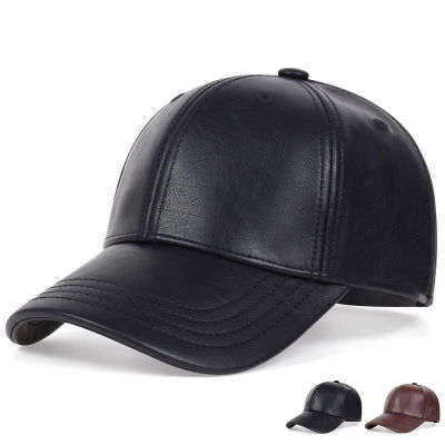New Fashion Men Baseball Hats Autumn and Winter Outdoors Warm Hat Adjustable PU Leather Snapback Caps Golf Cap