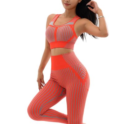 2PCS Women Seamless Yoga Set Gym Clothing Workout Sportswear Fitness Sleeveless Crop Top High Waist Leggings Sports Suits