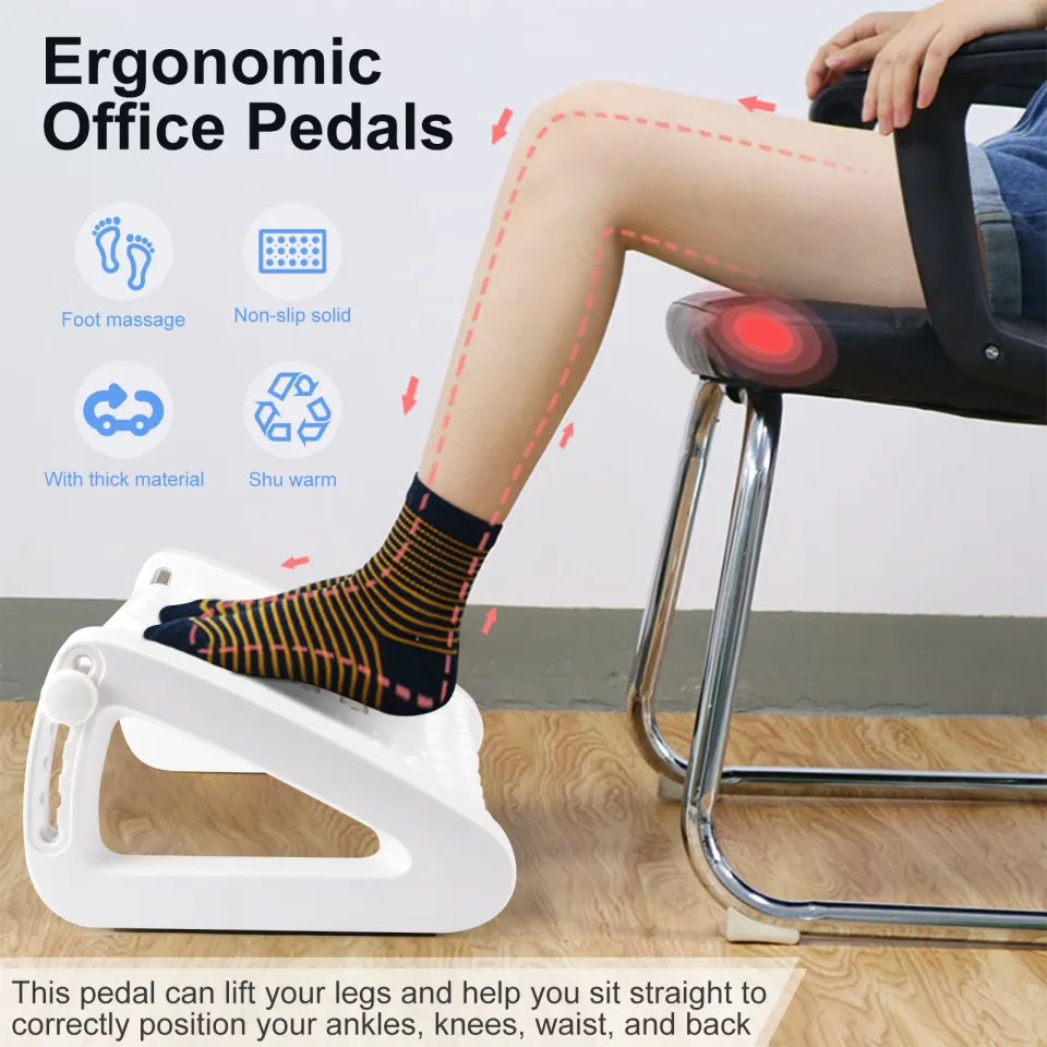 Adjustable Under Desk Footrest, Ergonomic Foot Rest with Massage Texture  and Roller, Foot Stool with 6 Adjustable Height Position, Tilting Foot  Stool