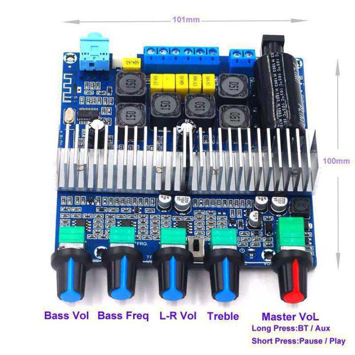 ของแท้-100-50w-2-100w-แอมป์จิ๋ว-tpa3116-ระบบ-2-1มีบลูทูธ-5-0-dc-12v-24v-ระดับเสียงไฮเอนด์-ไม่มีเสียงตุ๊บ-100