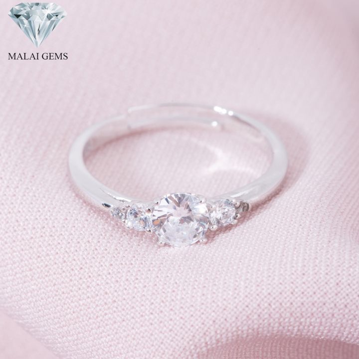 malai-gems-แหวนเพชร-แหวนเพชร-5-เม็ด-เงินแท้-925-เคลือบทองคำขาว-ประดับเพชรสวิส-cz-รุ่น-221-r20791-แถมกล่อง