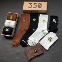 Mens socks Letter SkateBasketballSkateboard Towel Bottom Terry Five-pointed Star Embroidery Cotton Brown Socks Fun Fashion