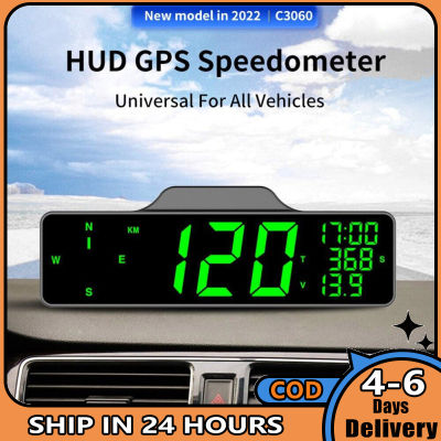 Universal Car Hud Gps Head Up Display เข็มทิศมัลติฟังก์ชั่น Speedometer Overspeed Alarm Odometer C3060