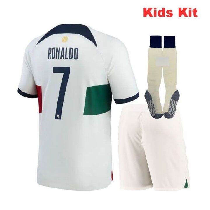 2022-2023-portugal-away-kids-kit-football-shirt-world-cup-national-team-top-qualit-top-and-shorts-set-soccer-jersey-with-patch-socks