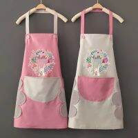 Waterproof hands apron spot mens and womens household cartoon kitchen with pocket hanging neck corset rice housework apron