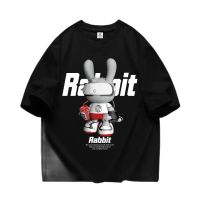 Fashion Men T Shirt Couple Vintage Casual Men Clothing Summer America Style Tide Cotton Print Rabbit Oversize Short Sleeve