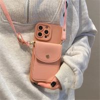 Wallet Leather Crossbody Neckband Lanyard Phone Case for iPhone 14 11 12 13 Pro Max X XS XR 7 8 Plus SE Luxury Card Holder Cover