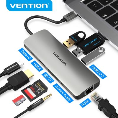 Vention ฮับ USB-C Type C ไปยัง USB 3.0ธันเดอร์โบลท์3 HDMI 3.5มม. อะแดปเตอร์สำหรับ MacBook สัญญาณเสียง Samsung Galaxy S9โปร USB C HUB Feona