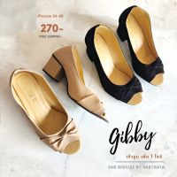 รองเท้าคัชชู เปิดหน้า Gibby ส้นสูง 2 นิ้ว มีไซส์ใหญ่ 41-45 รองเท้าทำงาน รองเท้าหุ้มส้น bigsize plussize