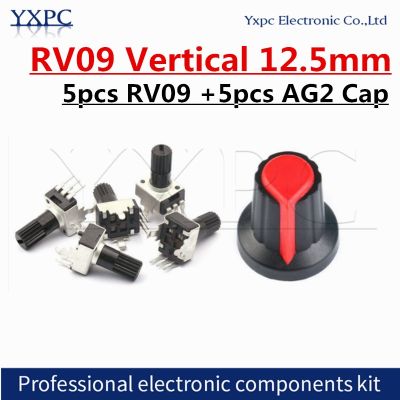 【CW】 5Sets RV09 12.5mm 3pin Potentiometer 1K 5K 10K 20K 50K 100K 200K 500K 1M B503 0932 Adjustable Resistor With AG2 cap