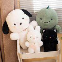 Kawaii ถือดอกกุหลาบกระต่าย Plushie ผ้ากำมะหยี่ขนปุยไดโนเสาร์สีดำลูกสุนัขหมาแมวทารกน่ากอดตุ๊กตาของเล่นสำหรับวันเกิดสำหรับเด็ก