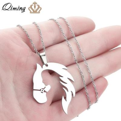 JDY6H Handmade Horse Pendant Necklace For Women Men Stainless Steel Jewelry Cute Animal Pet Lover Party Gift